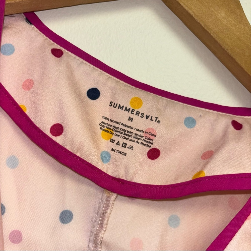 summersalt Pink Polka Dot Short Pajama Set with Multicolor Dots - Picture 9 of 14